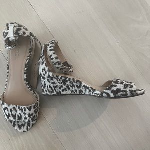 Sparkly J Crew Leopard Print Wedge Sandals